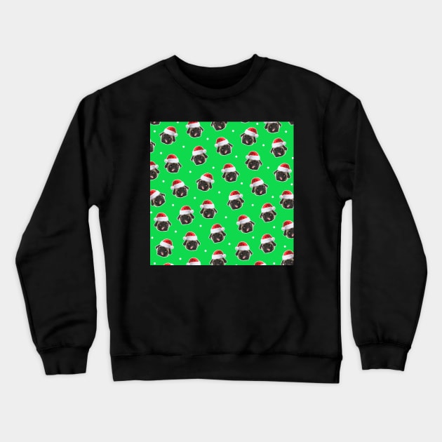 Santa Pug Pattern Design Grinch Green Crewneck Sweatshirt by esturgeo